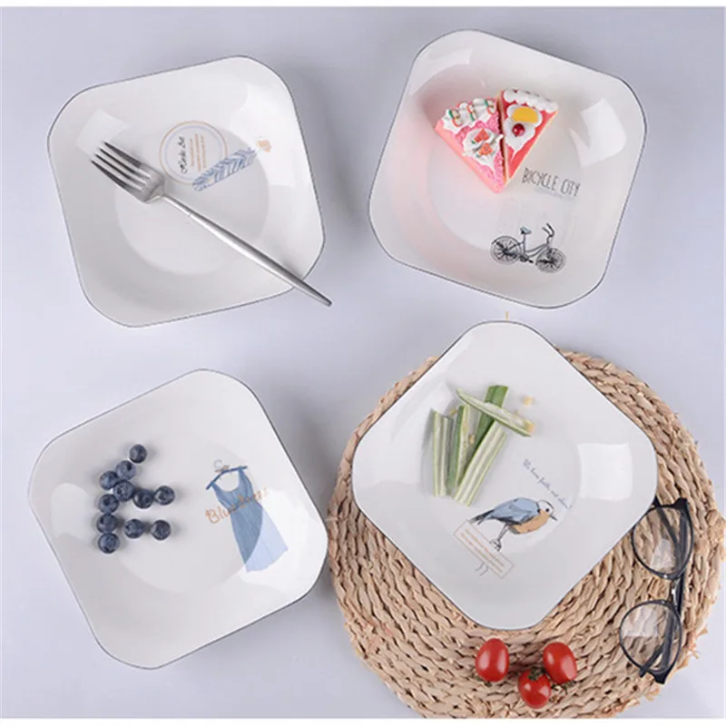 

Nordic Western dish dish Japanese ceramic tableware square plate cake dish steak dessert plate home dish breakfast plate