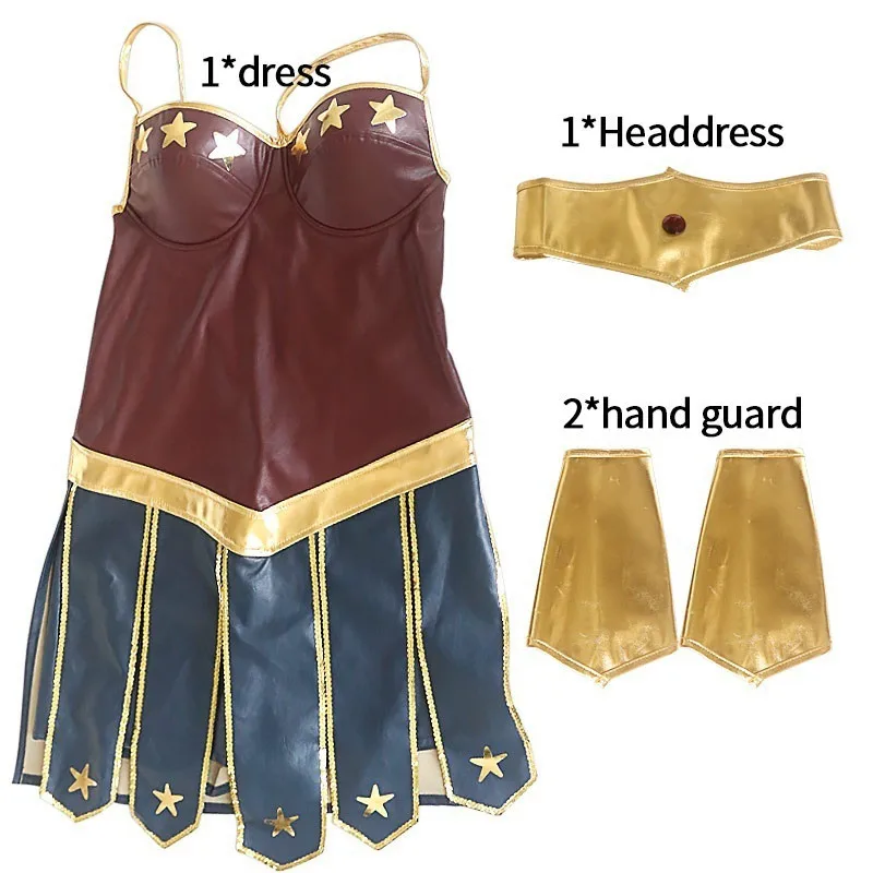 Hot Sexy Superhero Costumes Halloween Party Costume Wonder Woman Cos Dress DC Comic Justice League
