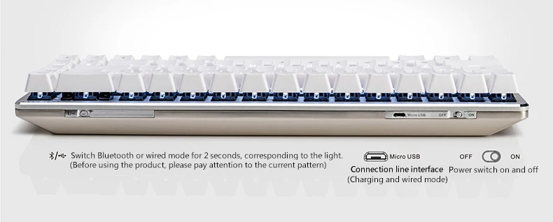 New Arrival Ajazz Zinic teclado wireless keyboard aluminum plate 68 keys white backlit dual-mode bluetooth gaming keyboard cherry switch (10)