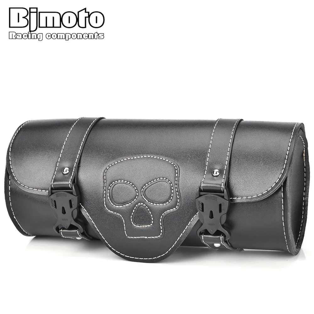 Bjmoto Freeshipping Motorcycle skull Black Saddlebag Side Bag Tool Bag Moto Saddle Bag for Harley Davidson Pannier saddle bag