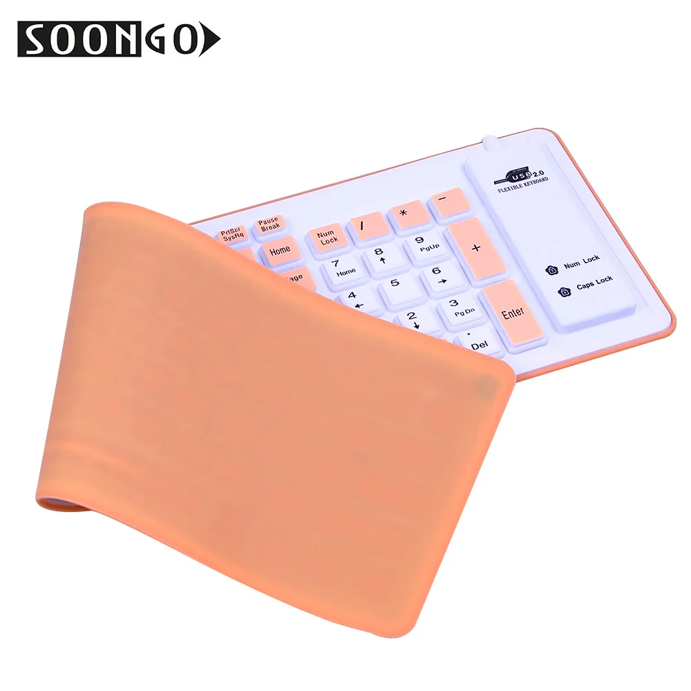 Folding Silicone Soft Keyboard Flexible Wired Slim Gamer Universal Teclado Portable Mini Roll-up Multicolor PC Desktop Laptop (7)