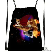 Custom cutest_cat_among_the_wheat_ Drawstring Backpack Bag Cute Daypack Kids Satchel (Black Back) 31x40cm#180611-03-131