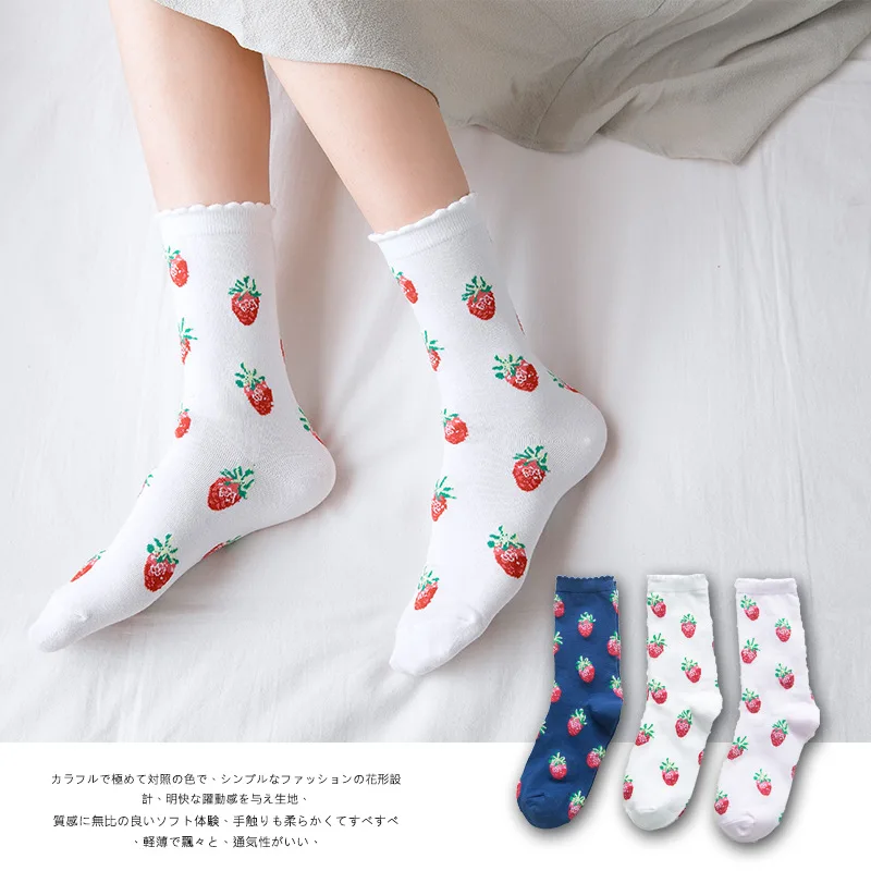 

1Pair=2pieces 2019 Hot sale Korea Women Socks Cotton Girl cute cartoon fruit Socks strawberry Sokken Calcetines For Christmas