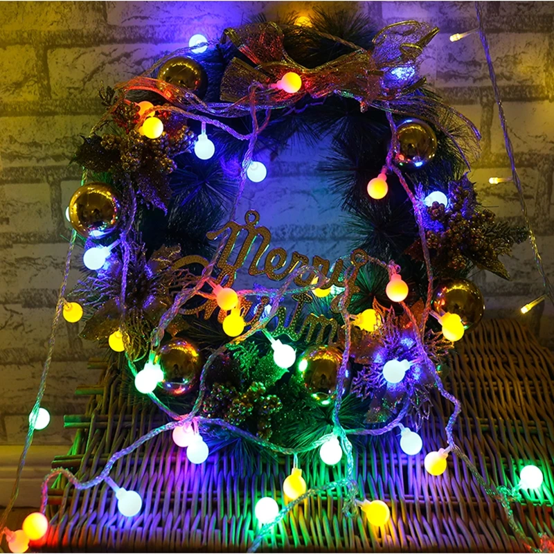 Сказочная гирлянда 1,2 м, 3 м, 6 м, 10 м, светодиодный гирлянда с шариками, водонепроницаемая Гирлянда для рождественской елки, свадьбы, домашнего интерьера, на батарейках