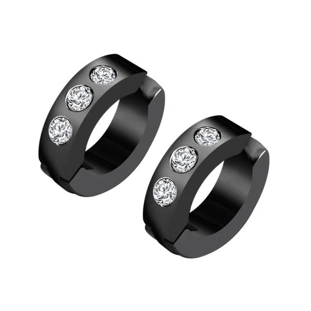 2 Pcs Ear Clip Non Piercing Earrings Gems Fake Hoop Huggies Earrings