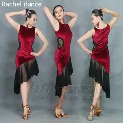 2018 новый латинский платье для танцев Для женщин топ без рукавов Fringe Сальса Танго Румба Фламенго Бальные Латинский танец Конкурс Костюмов