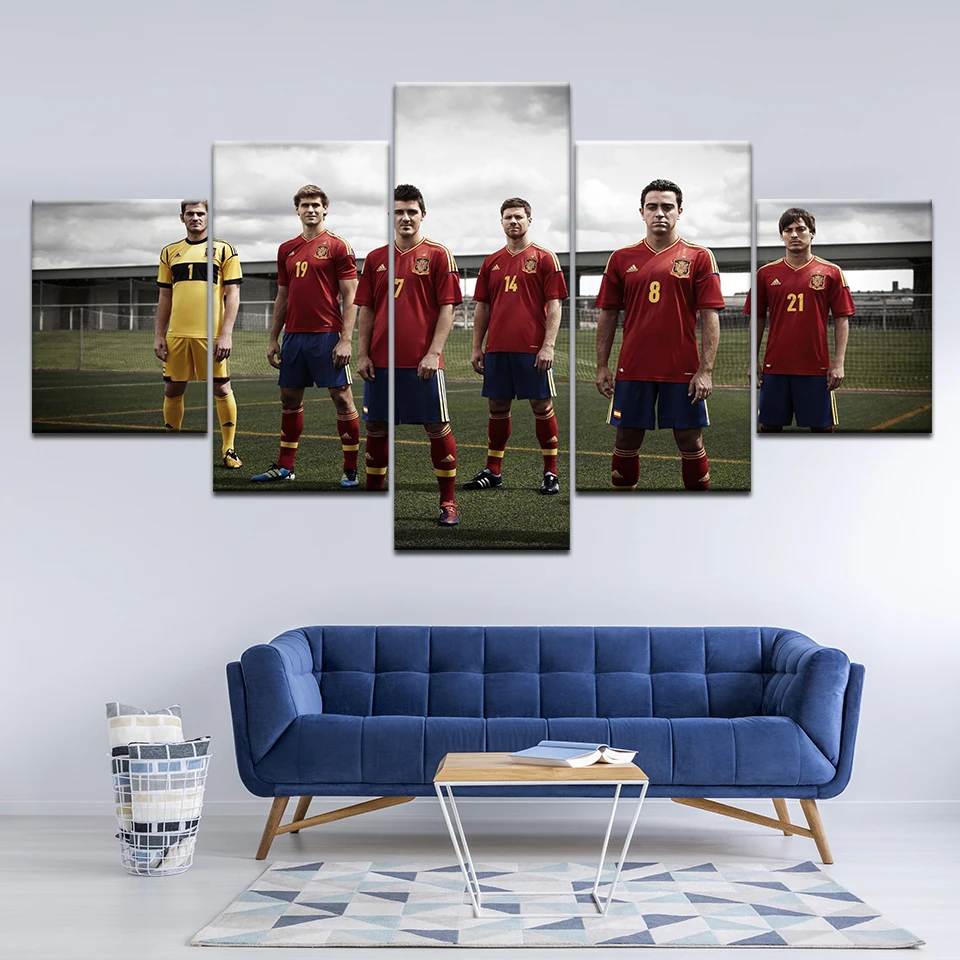 

Canvas Painting Spain football team 5 Pieces Wall Art Painting Modular Sport Wallpapers Poster Print for living room Home Decor