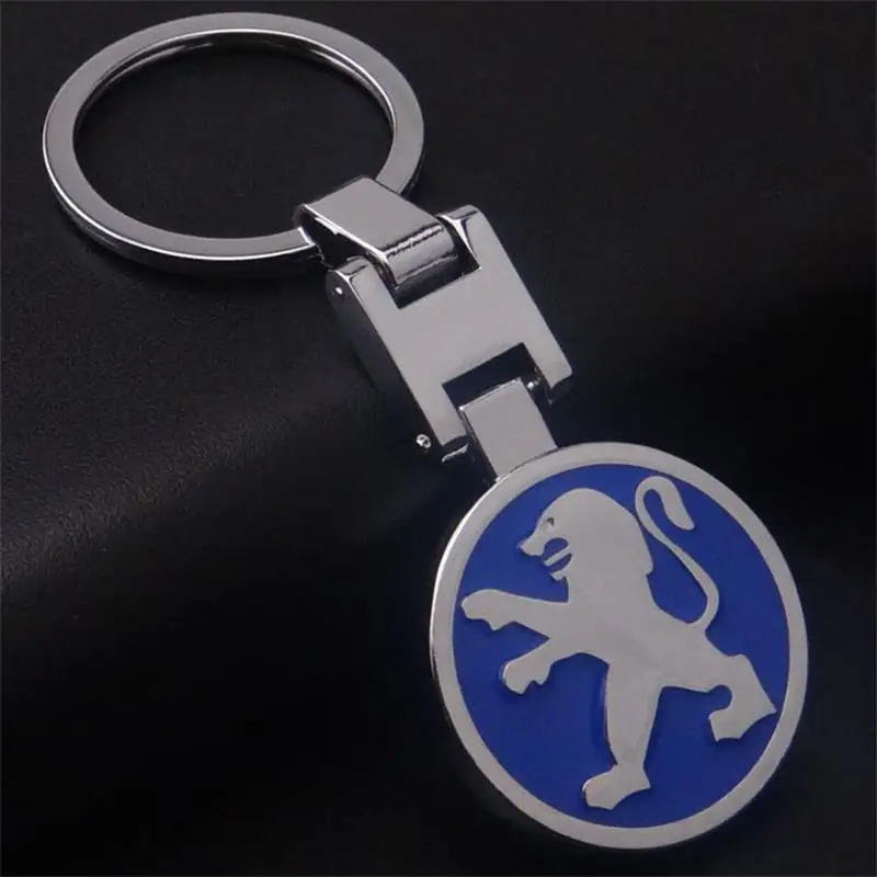 

3D Metal keychain car logo keychain Double sided key ring Creative key holder key chain auto accessories for Peugeot