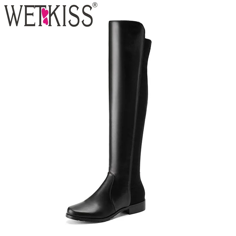 Женские сапоги до колена WETKISS высокие эластичные для верховой езды на низком
