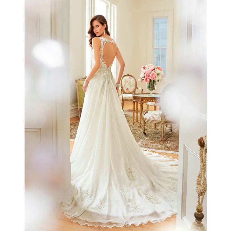 vestidos de boda del diseñador elegante una línea de vestidos de
