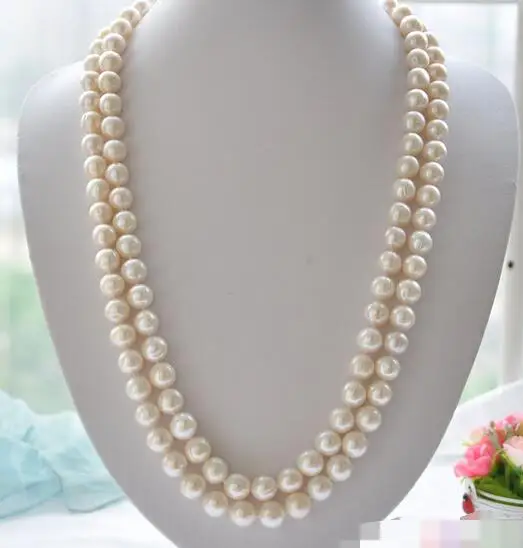 

song voge gem nanJ0570 2row white round white PEARL necklace mabe