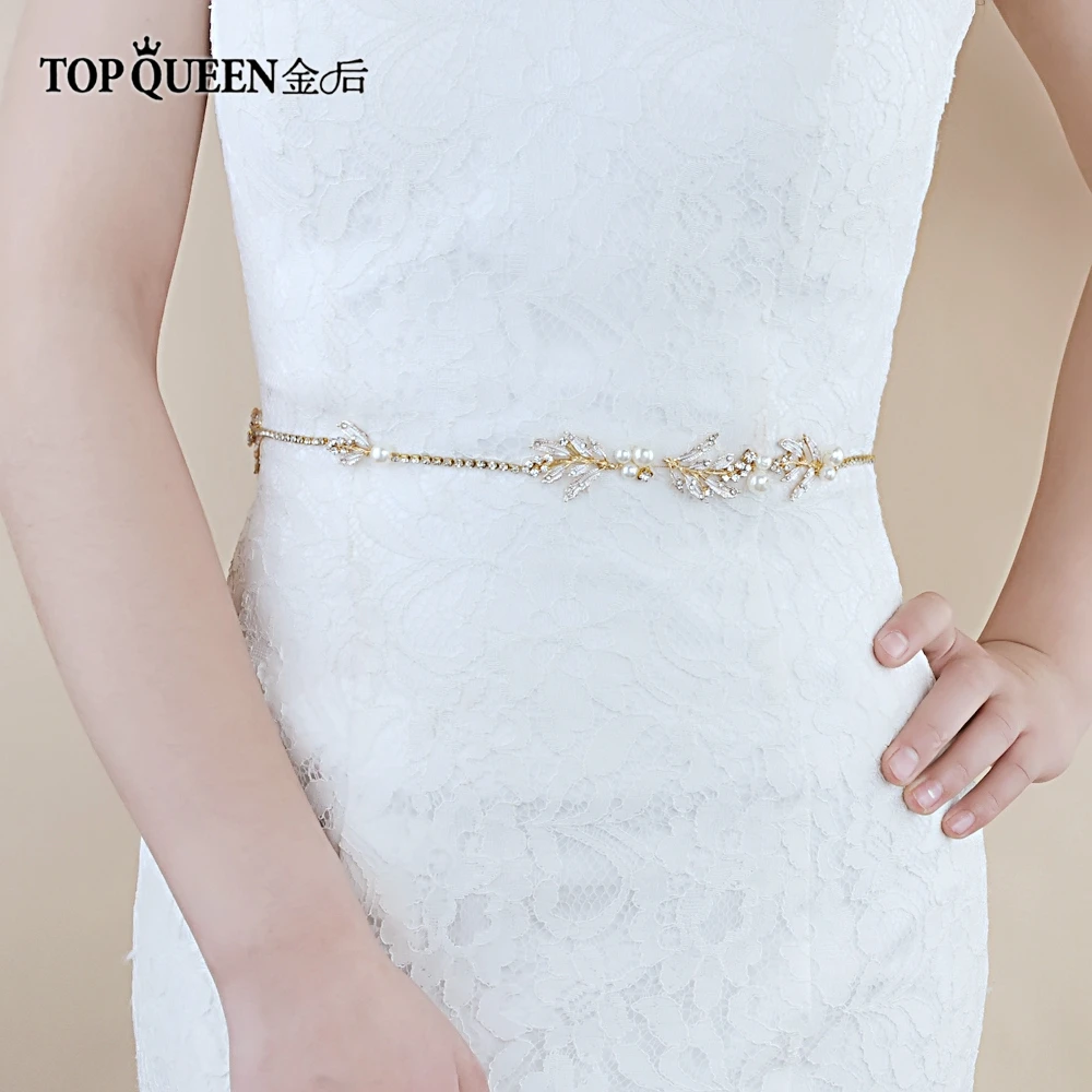TOPQUEEN SH87 Свадебные ремни с жемчугом свадебный пояс-кушак для невесты Свадебные аксессуары тонкие ремни для ночного платья