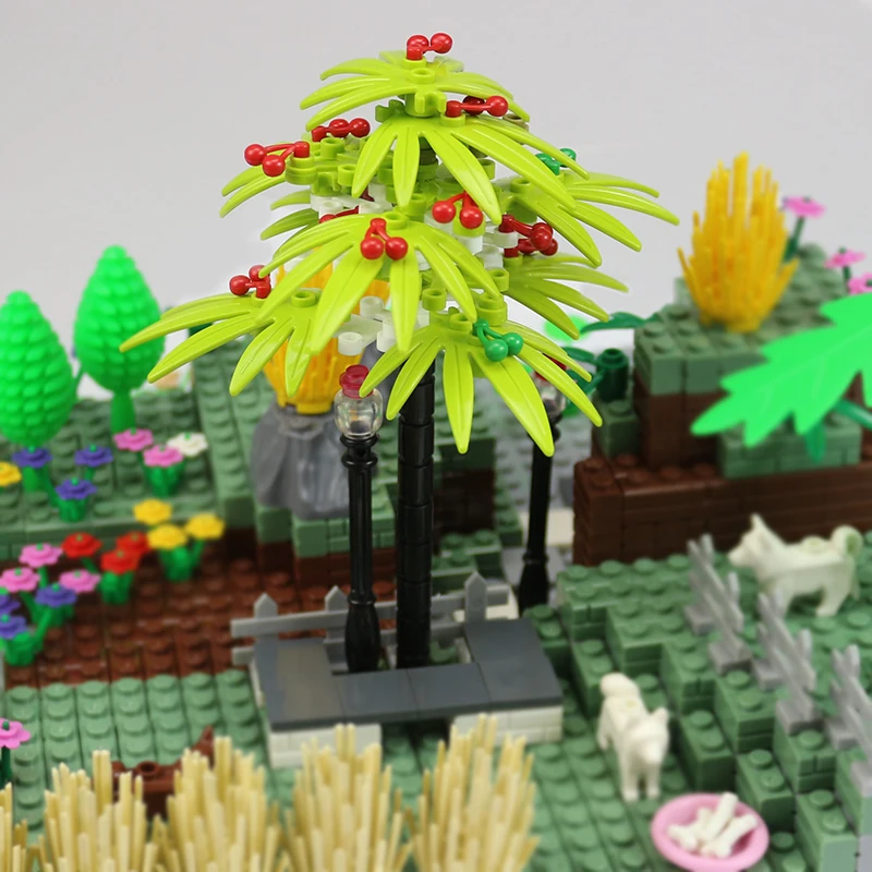Городской блок MOC Mini City Bush деревья трава растения светильник Строительные блоки
