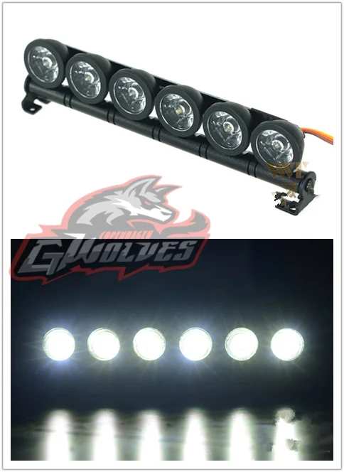 

GWOLVES 150mm Aluminum 5mode function glare 6LED Light for 1/10 1/8 Trax HSP HPI Monster Short Truck Rally Crawler baja rc