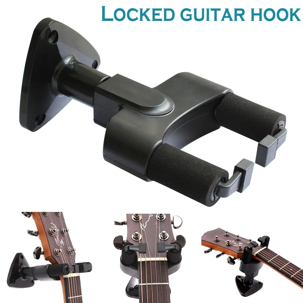 

Guitar Wall Hanger Hook with Automatic Lock Guitar Acoustic Mandolin Bass Holders Brackets BHD2