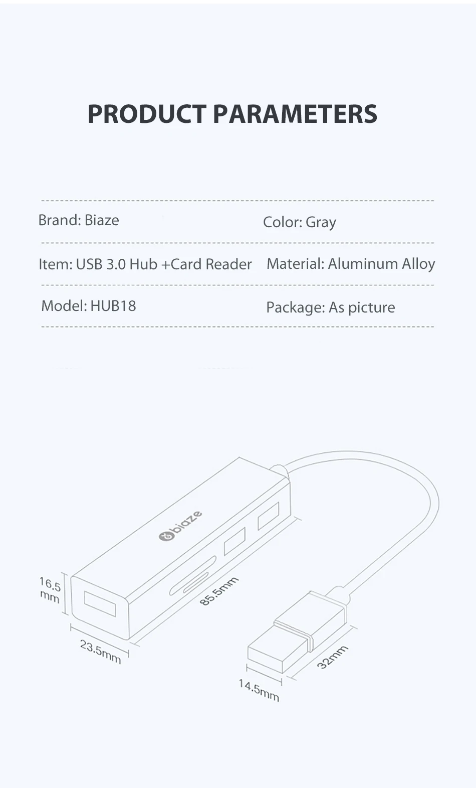 Biaze usb-хаб 3,0 высокоскоростной 3 порта разветвитель usb-хаб адаптер SD карта TF кард-ридер для ПК ноутбук USB 3,0 концентратор