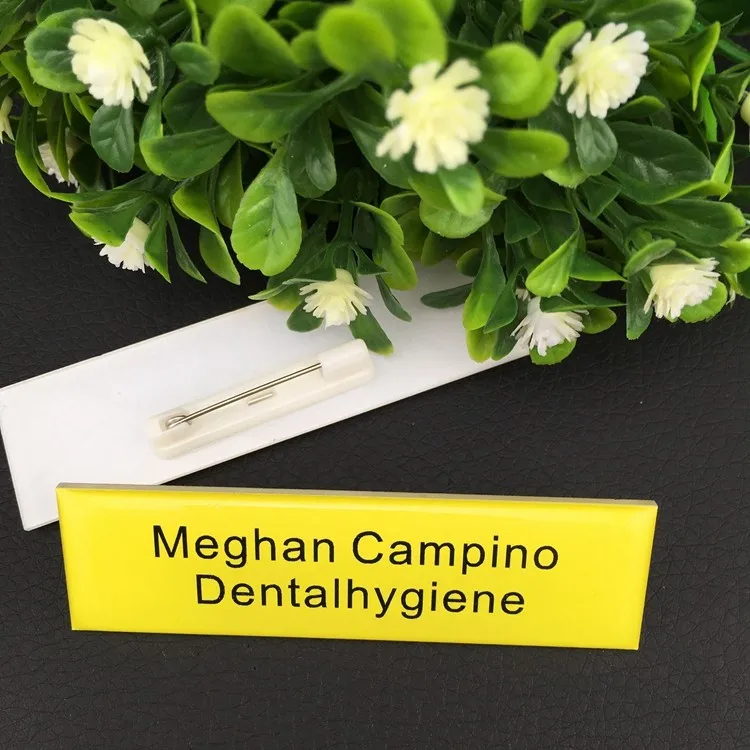 10pcs custom plastic name tag with safety pin employee staff personalized reusable badge holder with epoxy face plate 72cm