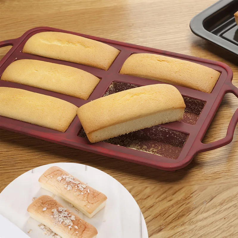 

6-Hole Non-Stick Mini Loaf Tin/Cake Pan with Handles, Steel Frame To Anti-deformed, Fondant Cake Baking Mold DIY Baking Tools