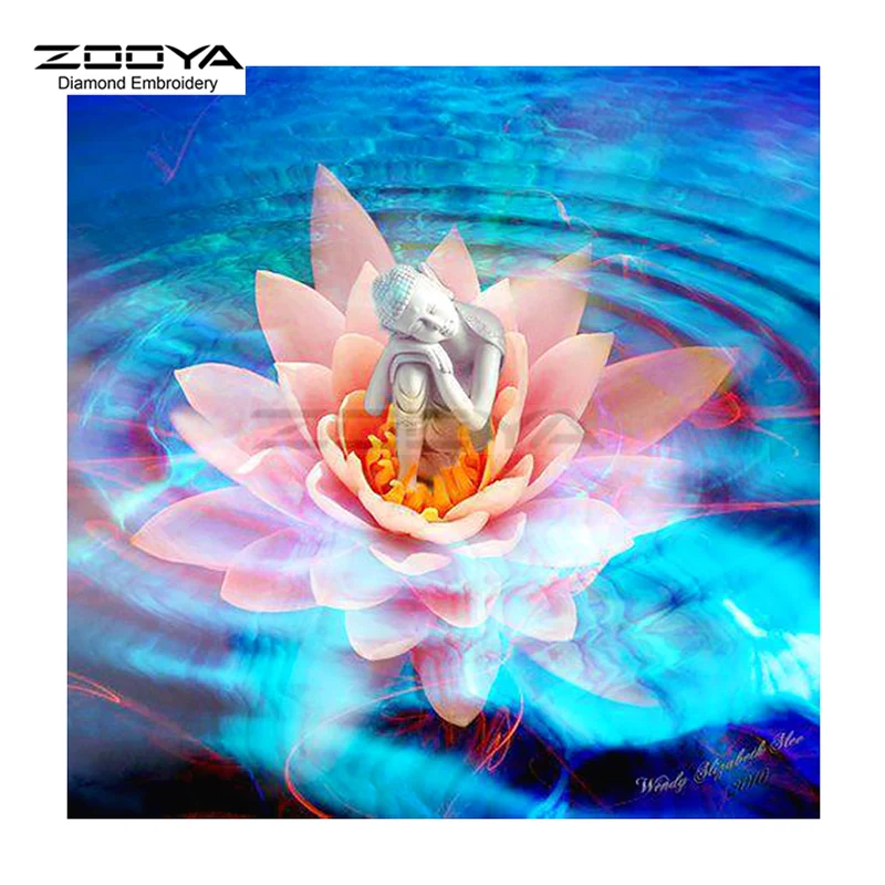 

ZOOYA Diamond Embroidery 5D DIY Diamond Painting Flower Lotus and Buddha Diamond Painting Cross Stitch Rhinestone Mosaic BJ1878