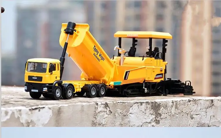 Goede Hoge imitatie Dump Vrachtwagens en Straatstenen model, 132 lichtmetalen techniek truck speelgoed voertuigen, metalen gietstukken, groothandel