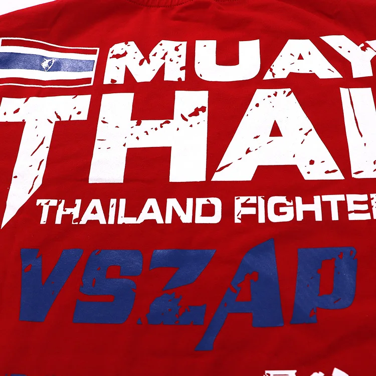 VSZAP Bangkok Red Muay Thai T Shirt Men HommeBoxing MMA T Shirt Gym Tee Shirt Fighting Fighting Martial Arts Fitness Training