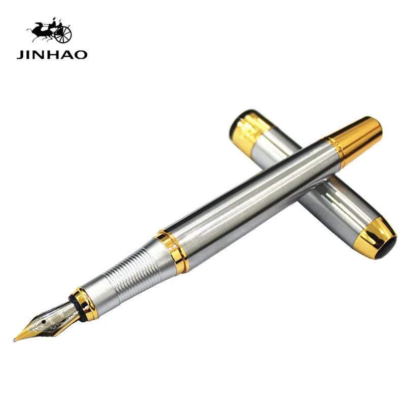 Роскошные ручки Jinhao 250 Серебристая цельностальная металлическая ручка Средний наконечник для письма авторучка Caneta канцелярские принадлежности для офиса и школы - Цвет: 04