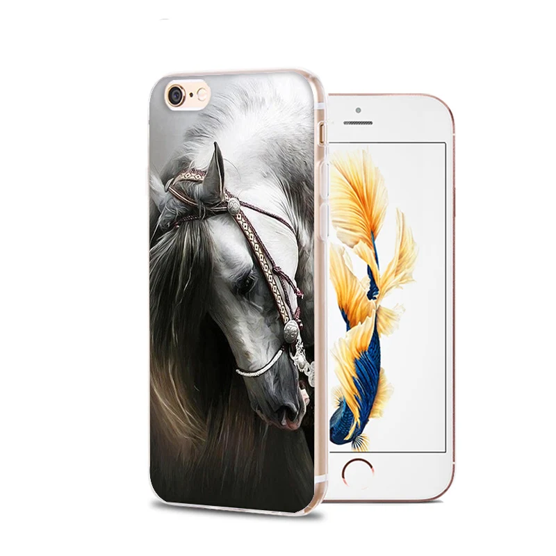 Чехол для iphone 12 7 6 X чехол с рисунком лошади и животных прозрачный телефона iPhone 6S