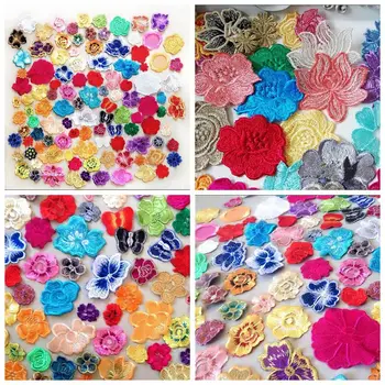 

30pcs/lot Random Mix Lace Appliques Guipure Lace Flower Patch Garment Accessories flower Trims