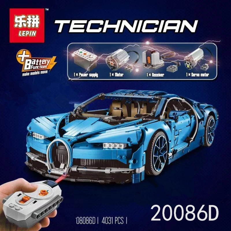 New Lepin 20086 Technic Series Bugatti Supercar Racing Blue Chiron Building Blocks Bricks Toy Compatible 42083 Children Gift