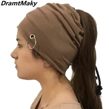 Модные женские эластичные вязаные шапки для девочек, вязаные шапки с хвостиком, теплые зимние шапки, новая модная теплая шапка на осень зиму