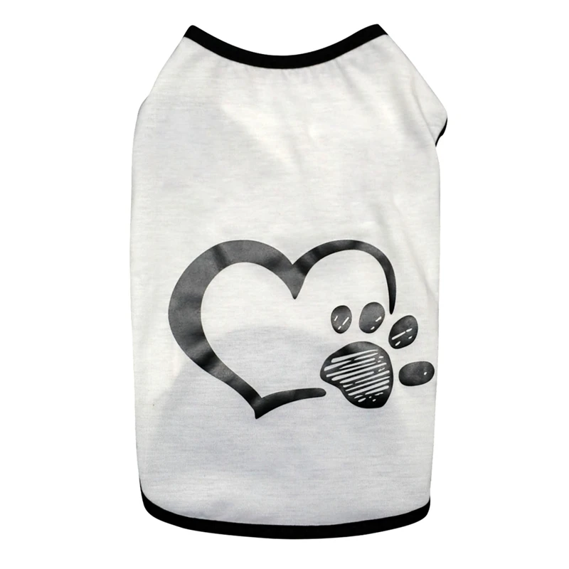 Милые собака и кошка одежда дышащий жилет для собаки кошка любовь сердце и коготь шаблон Футболка пальто для маленьких средних щенков собак кошек - Цвет: W