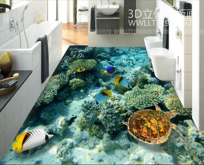 Самоклеящееся 3d напольное покрытие из ПВХ фото на заказ материал 3 d морской мир