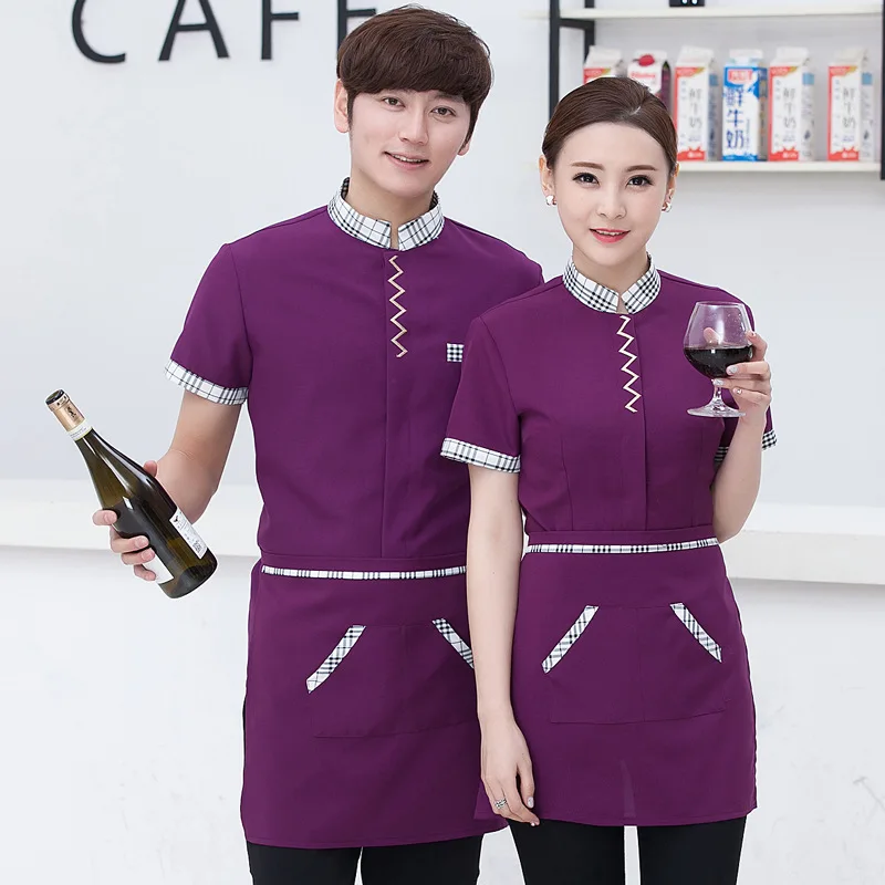 

New Arrived Hotel Uniforms Work Clothes Short Sleeved Summer Waiter Restaurant Fast-food Restaurant Female Uniforms