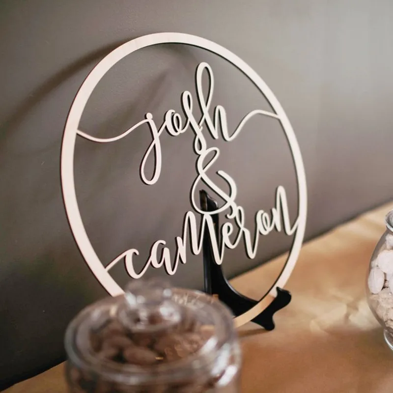 

Custom Wedding Sign Hoop Style Circle Personalized Names Signs Wedding Decoration Rustic Wedding Decor Wooden Sign