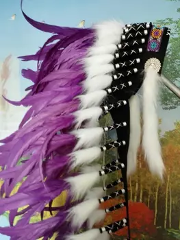 

36 inch purple feather Headdress headpiece halloween party feather costume party event costume supply