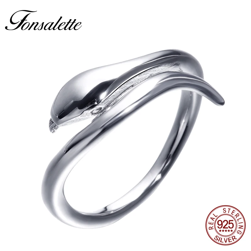 

Minimalism High Polished Shine Sterling Silver Snake Ring Wave Line Adjustable Open Animal Ring Woman Jewelry Wholesale Giftzk30