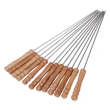 12 pcs Bbq accessories grill needle wooden handle grill needle barbecue needle bbq sign iron prod