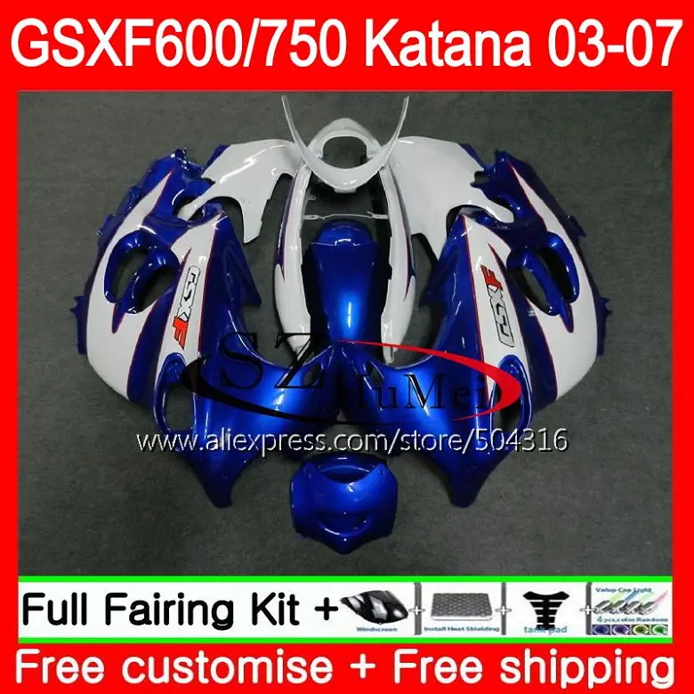 Корпус для Suzuki Katana GSX750F цвет синий, черный; Большие размеры 34–43 GSXF 750600 34SH6 GSXF600 03 04 05 06 07 GSXF750 2003 2004 2005 2006 2007 обтекатели - Цвет: No.  1