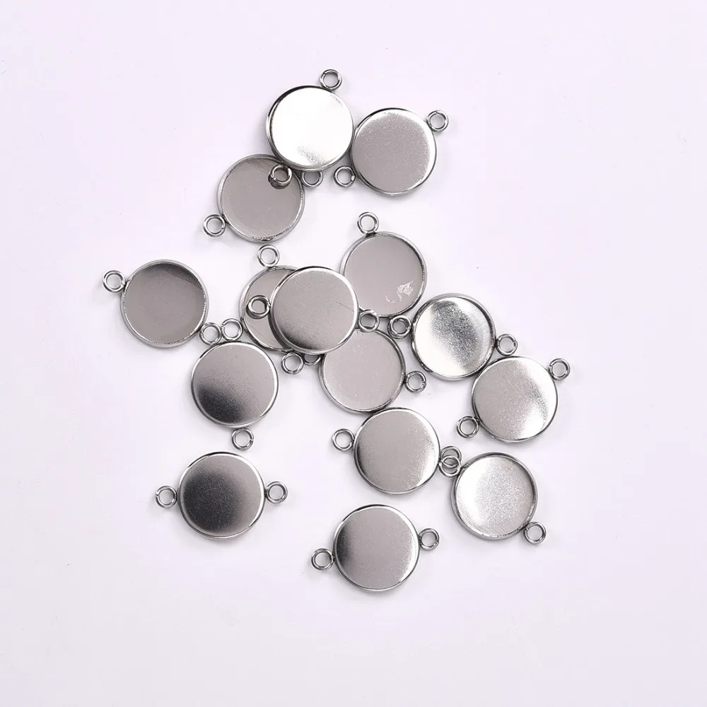 14mm Stainless Steel Connector Setting Cabochon Base Cameo Bezel (2)
