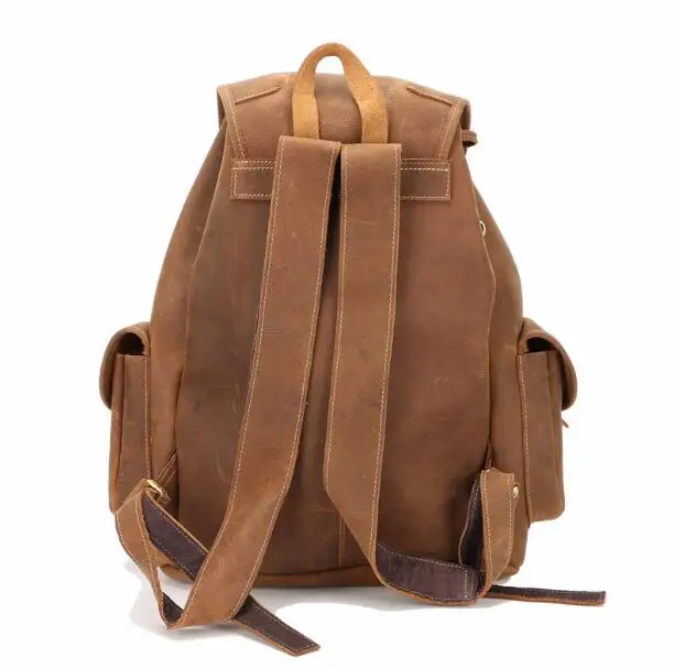 Мужской большой повседневный рюкзак из натуральной кожи, сумка для путешествий