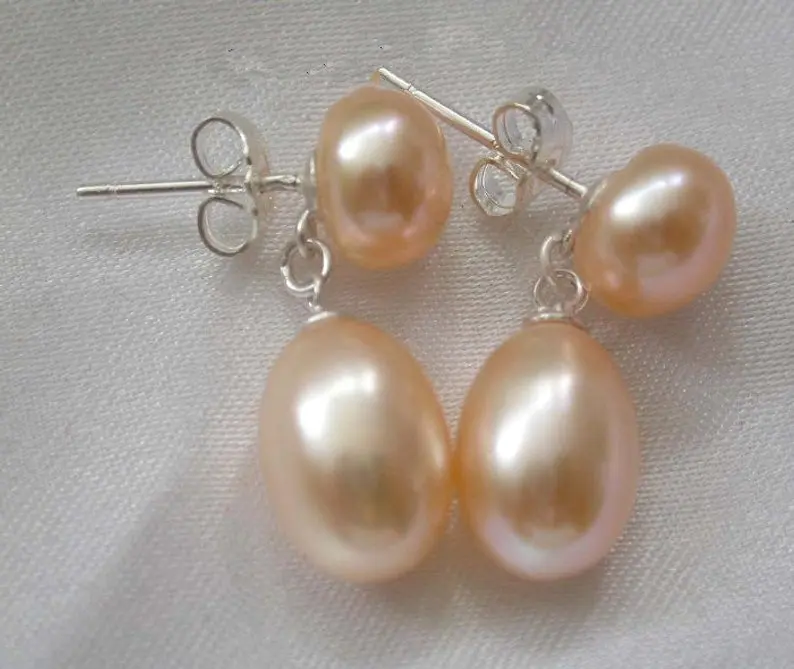 

Unique Pearls jewellery Store,Pearl Earrings 2 Pairs 8-10mm White Pink Color Freshwater Pearl Earrings 925 Silver Stud Jewelry