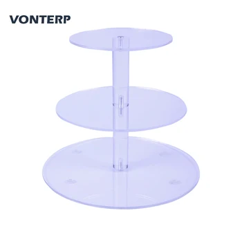 

HMROVOOM 1 PC clear 3 tier acrylic cupcake holder 3 Tier Round(12cm layer Spacing )
