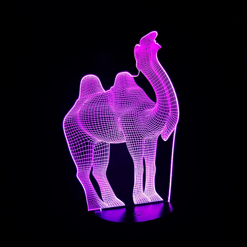 Новый мультфильм 3D стерео видение лампа в форме верблюда Luminaria 7 цветов градиент