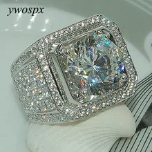 YWOSPX lujo de cristal de gran piedra AAA Cubic Zirconia anillos para hombres y mujeres Metal plateado Zircon anillo SZ 6-13 Y40