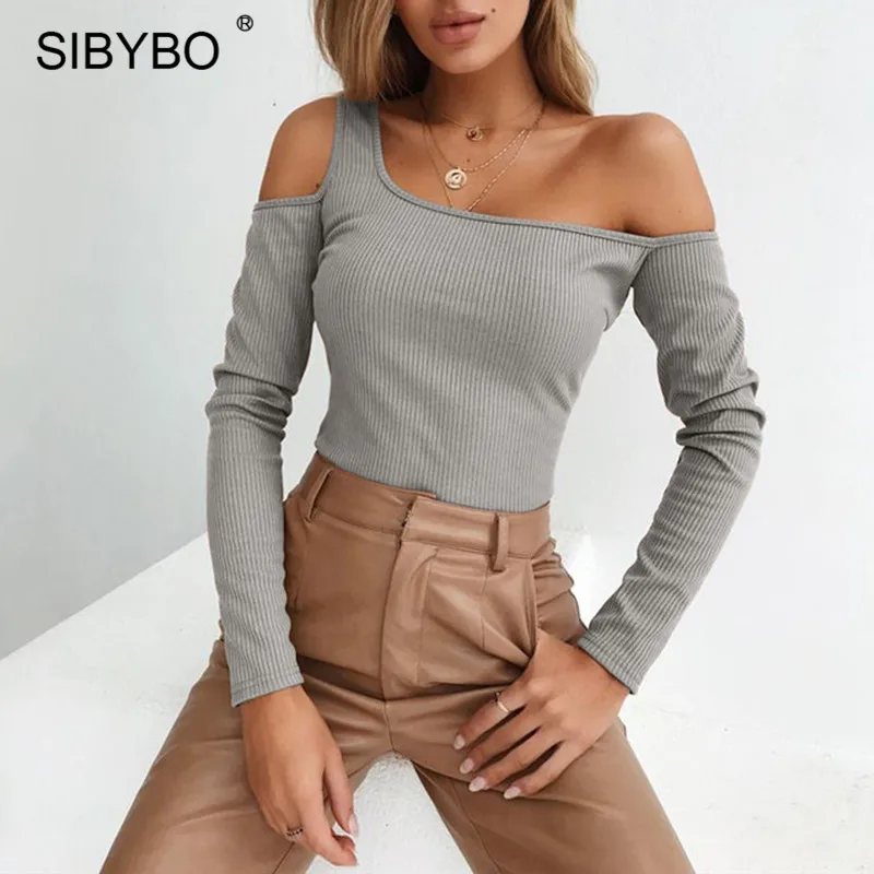 JULISSA MO Knitted One Shoulder Hollow Out Sexy T-Shirt Women Tops 2018 Autumn Black Long Sleeve Skinny Casual Harajuku Tshirts JULISSA MO Knitted One Shoulder Hollow Out Sexy T-Shirt Women Tops 2018 Autumn Black Long Sleeve Skinny Casual Harajuku Tshirts