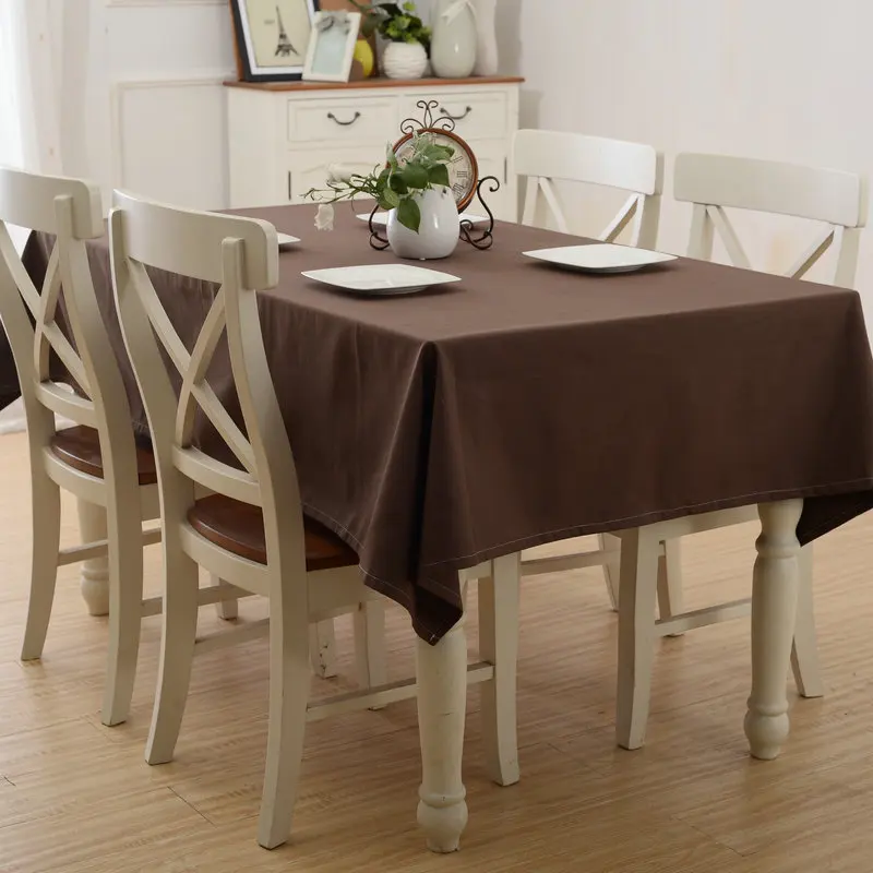 

Rural Candy Color 100% Cotton Dining Tablecloth Dustproof Multifunction Table Cover Wedding Hotel Rectangular Decor Tablecloths
