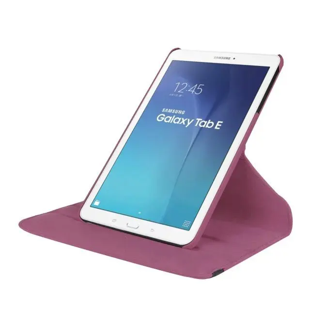 4 в 1 модный вращающийся на 360 Градусов Кожаный чехол для samsung Galaxy Tab E 9,6 T560 T561 чехол для планшета+ защита экрана+ OTG+ ручка - Цвет: purple