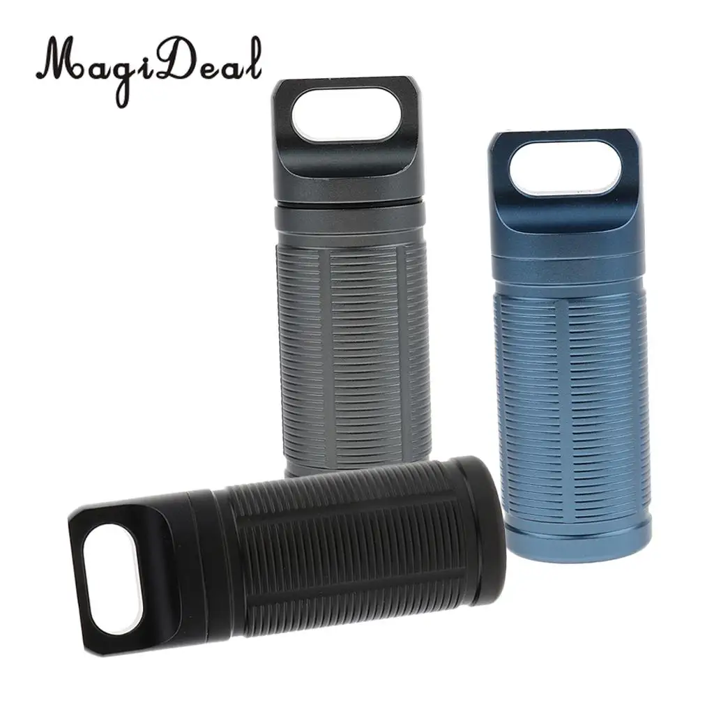 3 Pieces Titanium Waterproof Mini Pill Case Box Capsule Tablet Match Bottle for Men Women Outdoor Camping Travel