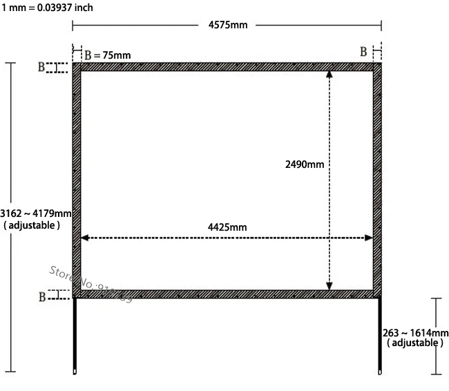 200 inch 16 to 9 fast holding projection screen dimension