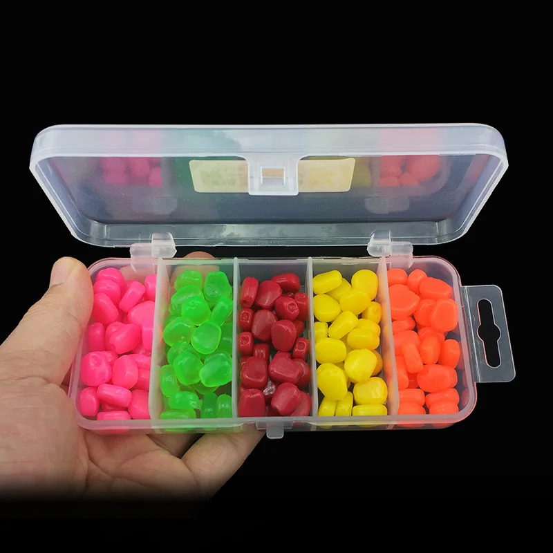 

WATERBOY 5 colors 100pcs floating water simulation corn soft fishing bait kits fake multi color soft lure sets